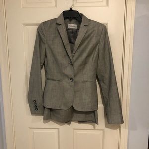 Calvin Klein Grey Skirt Suit Size 2